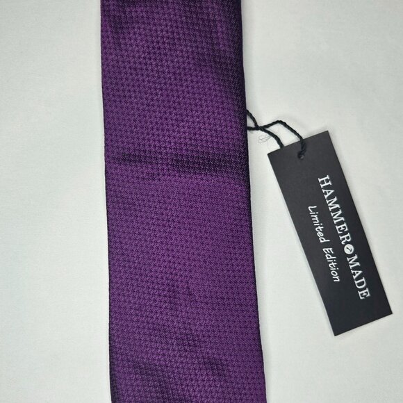 Hammer Made Limited Edition All Silk Solid Purple Neck Tie Made In Italy - Picture 2 of 8